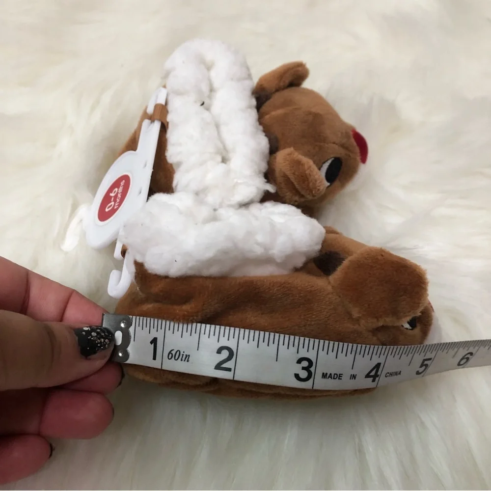 NWT RUDOLPH The Red Nosed Reindeer slippers Sz 0-6 Months